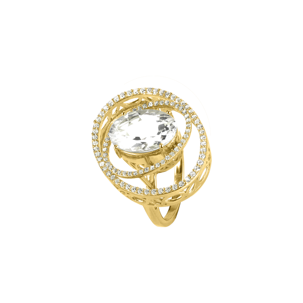 Jacques Lemans SE-R159C56 Damen Ring Gr. 56 Sterlingsilber vergoldet mit White Topaz